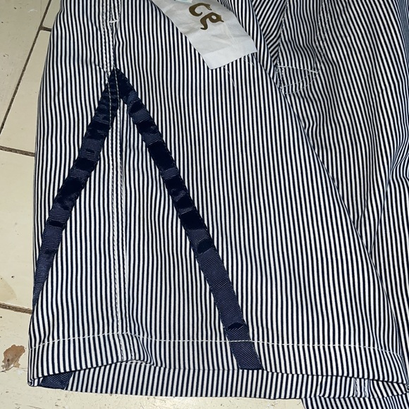 Swim trunks 28 TW 👁 CE Navy Pinstripe Swimming Unlined Velcro Fly 9 Inseam - Picture 4 of 11